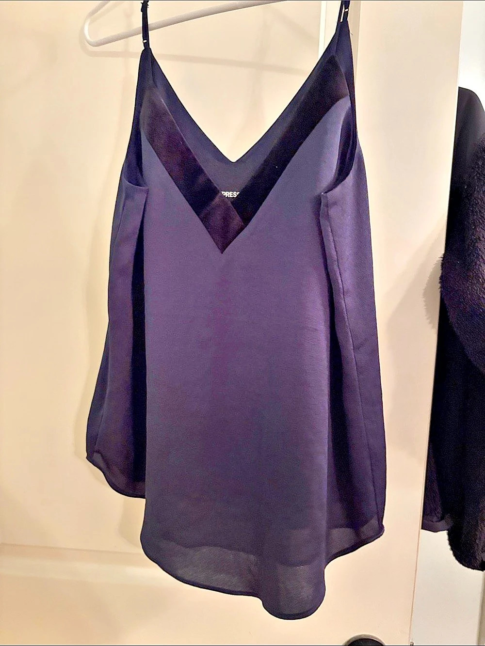 Express Velvet Downtown V-Neck Cami Black